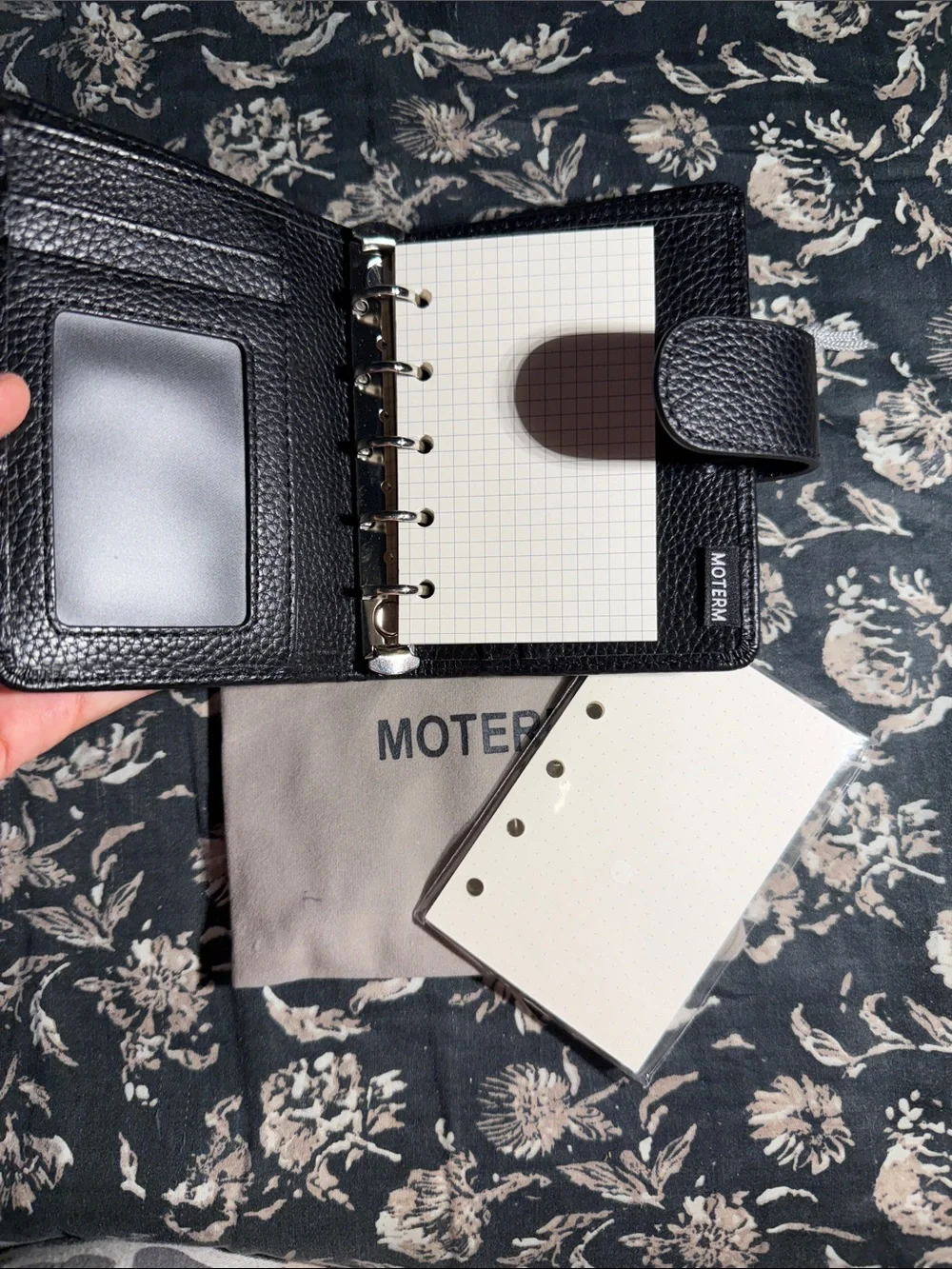 Moterm Black Pebbled Leather planner Organizer